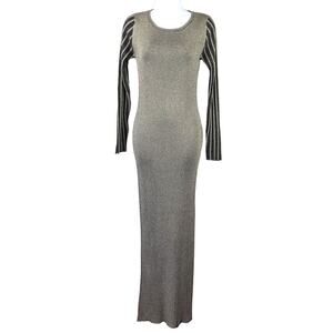 Romeo & Juliet Ribbed Bodycon Gold Maxi Dress Sz S